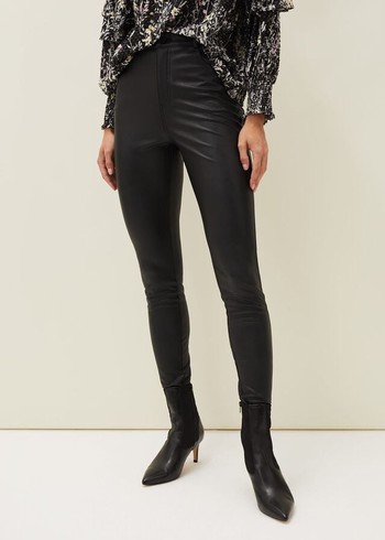 Phase Eight Kristina Faux Leather Skinny Jeans Black Australia | BR5823960